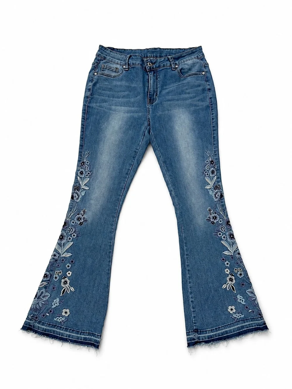 Blue Embroidered Flare Women’s Jeans